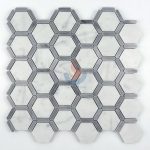 Italy Bianco Carrara White Marble Stone Hexagonal Mosaic Tile,Bardiglio Grey Carrara White Hexagon Mosaic , Italy Grey And White Marble -