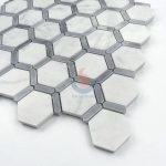 Italy Bianco Carrara White Marble Stone Hexagonal Mosaic Tile,Bardiglio Grey Carrara White Hexagon Mosaic , Italy Grey And White Marble -