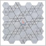 Carrara White Marble Polished Hexagon Mixed Triangle Mosaic Tile,Bianco Carrara Mosaic, Italian White Marble Mosaic, Italian White, Carrara White -