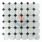 China Factory Oriental White Octagon With Nero Marquina Dot Tiles Marble Mosaic, Carrara White Octagon , Nero Marquina Black -