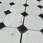 China Factory Oriental White Octagon With Nero Marquina Dot Tiles Marble Mosaic, Carrara White Octagon , Nero Marquina Black -