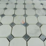 China Factory Oriental White Octagon With Carrara White Dot Tiles Marble Mosaic -