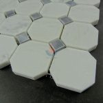 China Factory Oriental White Octagon With Carrara White Dot Tiles Marble Mosaic -