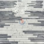 Polished Grey And White Random Strip Marble Mosaics, Bianco Carrara And Bardiglio Grey Linear Strips Mosaic , Italy Grey Brick Mosaic Tile ,Carrara Mosaic,Oriental White Liner Strip -