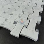 Carrara Bianco Marble 1x2" Dogbone Basketweave Bardiglio Gray Dot Mosaic Tile -