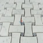 Carrara Bianco Marble 1x2" Dogbone Basketweave Bardiglio Gray Dot Mosaic Tile -