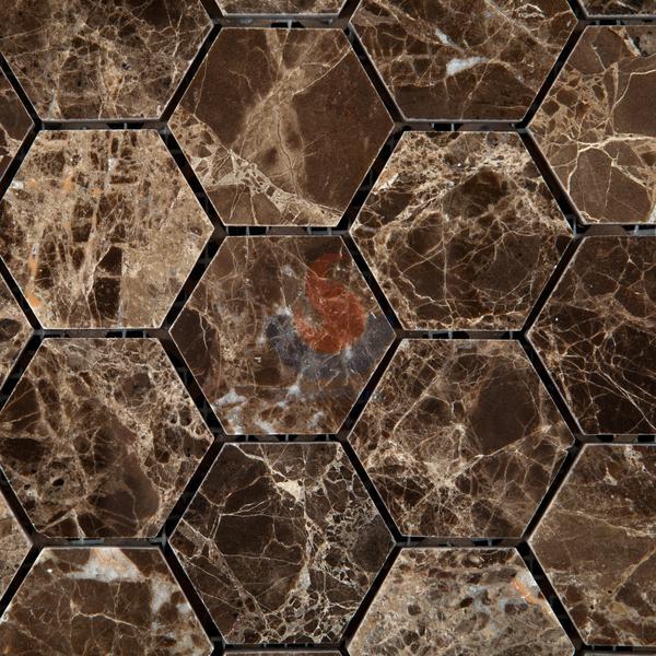 Emperador Dark Marble Polished Hexagon Mosaic Tile,Chinese Dark Emperador,Emperador Dark Mosaic,Dark Marble Mosaic,Chinese Marron