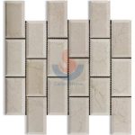 Crema Marfil Beveled Subway Tile,Spanish Crema Marfil Brick Mosaic Tile, Cream Marble Mosaic, Marble Subway Wall Mosaic Tile ,Crema Marfil Beveled Pillowed Mesh-Mosaic Marble Tile -