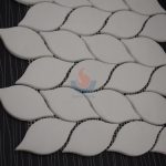 Greece Thassos White Leaf Shaped Water Jet Marble Mosaic Tile, Crystal White Marble Mosaic, Pure White Marble Mosaic Tile -
