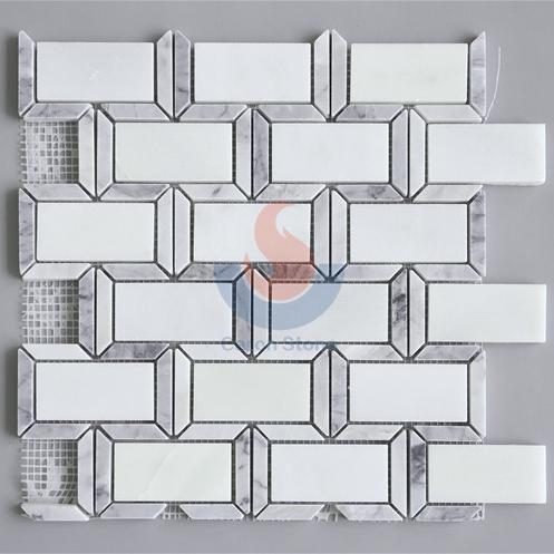 New Design White Marble Brick Pattern Mosaic Wall Tile,  Crystal White Brick Pattern Marble Mosaic , Carrara White  Brick Marble Mosaic Tile ,New  Design  Pure White and Carraro White Marble Mosaic