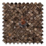 Emperador Dark Marble Polished Fish Scale Marble Mosaic Tile ,Emperador Dark New Design Marble Mosaic Tiles, Emperador Dark Fan-Shaped Mosaic, Marron Dark Marble Mosaic -