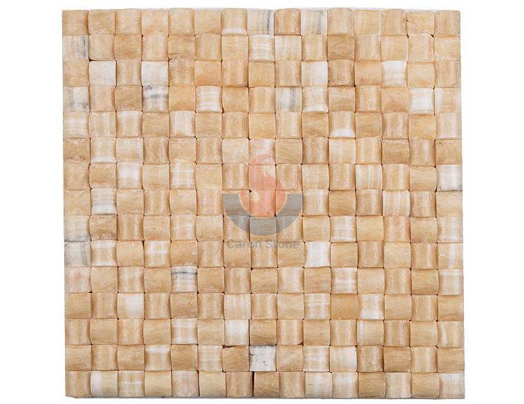 3D Small Bread Yellow Honey Onyx Marble Mosaic Tile