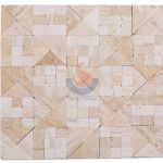 Mix Shaped Beige White Stone Mosaic New Design , Light Beige Travertine Machine Cut Mosaic Tile -