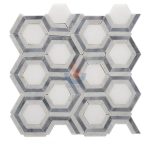 Bianco Carrara White Marble Grey And White Mosaic Tiles , Carrara White Hexagon Mosaic Tile , Itay Grey Marble Mosaic Tile -