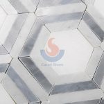 Bianco Carrara White Marble Grey And White Mosaic Tiles , Carrara White Hexagon Mosaic Tile , Itay Grey Marble Mosaic Tile -