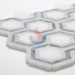 Bianco Carrara White Marble Grey And White Mosaic Tiles , Carrara White Hexagon Mosaic Tile , Itay Grey Marble Mosaic Tile -