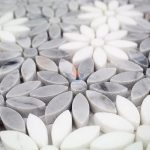 Bianco Carrara White Sun Flower Water Jet Mosaic Backsplash -