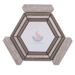 Wood Grain And Thassos White Marble Hexagon Honed Mosaic Tiles On Mesh -