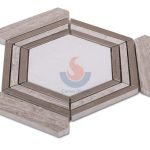 Wood Grain And Thassos White Marble Hexagon Honed Mosaic Tiles On Mesh -