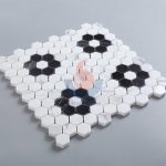 Greece Volakas White Marble With Chinese Nero Marquina Black Hexagon Mosaic Tile -