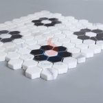 Greece Volakas White Marble With Chinese Nero Marquina Black Hexagon Mosaic Tile -