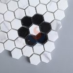 Greece Volakas White Marble With Chinese Nero Marquina Black Hexagon Mosaic Tile -