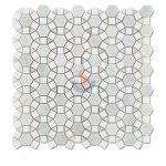 Ming Green Marble And Thassos White Flower Pattern Mosaic Tiles , New Design White Marble Mosaic -