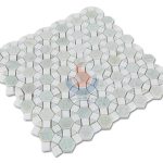 Ming Green Marble And Thassos White Flower Pattern Mosaic Tiles , New Design White Marble Mosaic -