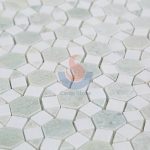 Ming Green Marble And Thassos White Flower Pattern Mosaic Tiles , New Design White Marble Mosaic -