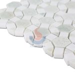 Ming Green Marble And Thassos White Flower Pattern Mosaic Tiles , New Design White Marble Mosaic -