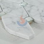 Carrara White Marble Stone Long Ocatgon Mosaic Tiles Mix Crystal Glass Dots -