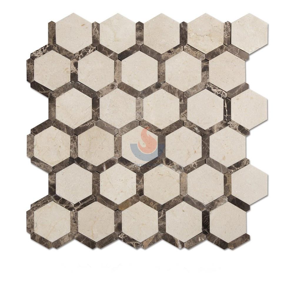 Cream Marfil  Hexagon Kitchen Backsplash Mosaic Tiles