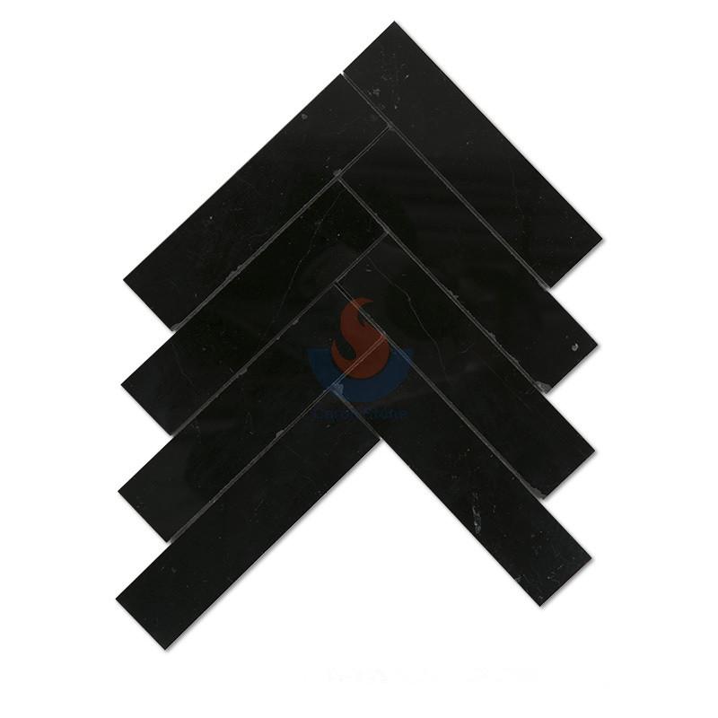 China Black Marble Herringbone Marble Mosaic