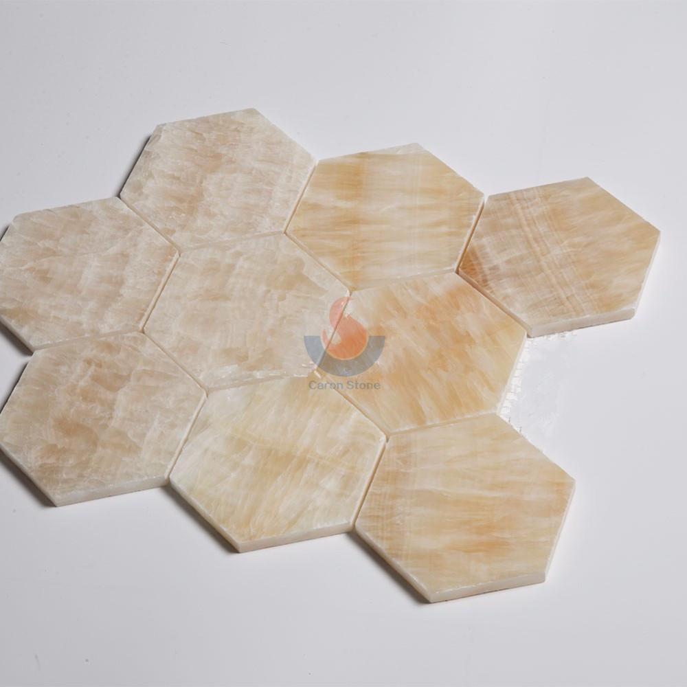 3 Inch Yellow Onyx Marble Mosaic Hexagon Stone Mosaic