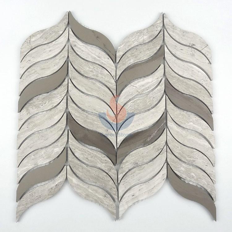 Wood Grain Leaf Shape Marble Mosaic Tiles