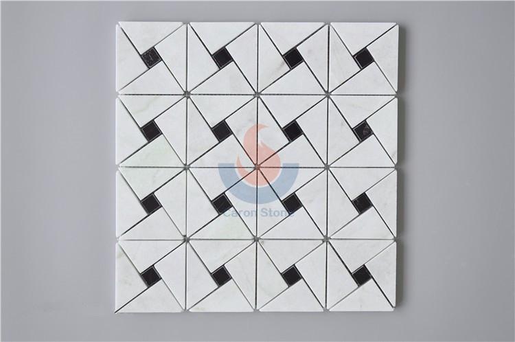 Chinese White and Black  Triangle Marble Mosaic Tile