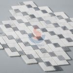 New Rhombus Design Carrara White And Grey Marble Kitchen Backspalsh Mosaic Tiles -