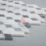 New Rhombus Design Carrara White And Grey Marble Kitchen Backspalsh Mosaic Tiles -