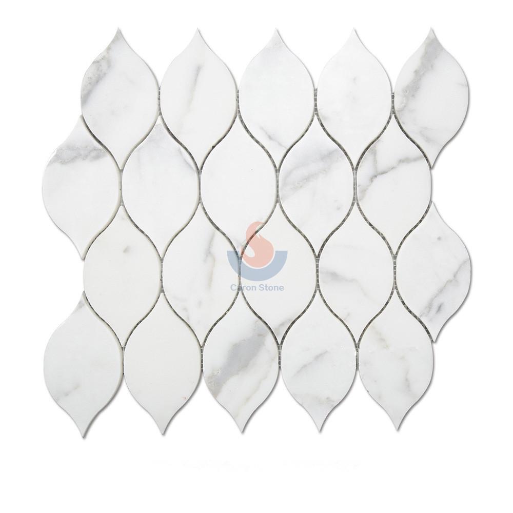 Calacatta Gold White Marble Waterjet Leaf Shape Mosaic