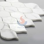 Calacatta Gold White Marble Waterjet Leaf Shape Mosaic -