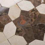 Crema Marfil And Emperador Dark Marble Mosaic Flower Pattern -