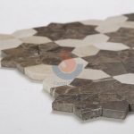 Crema Marfil And Emperador Dark Marble Mosaic Flower Pattern -