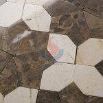 Crema Marfil And Emperador Dark Marble Mosaic Flower Pattern -