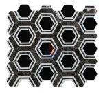 Brown Marble Hexagon Mosaic Tiles -