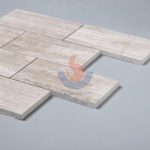 Chinese Wood Grain Grey Marble 3x6 Brick Wall Tile On Mesh -