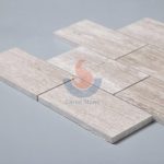 Chinese Wood Grain Grey Marble 3x6 Brick Wall Tile On Mesh -