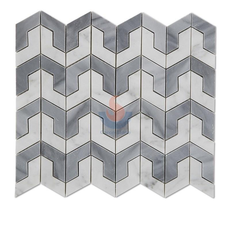 Bianco Carrara White Marble Mix Grey Bathroom Mosaic Tiles