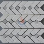 Carrara White Mixed Color Chevron Stone Mosaic Tiles For Floor And Wall -