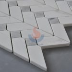 Carrara White Mixed Color Chevron Stone Mosaic Tiles For Floor And Wall -
