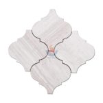 Wooden Grain White Marble Lantern Mosaic Tiles -
